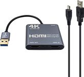 Pi+® (PiPlus®) HDMI Video Capture Card with Loop Out, HDMI to USB 3.0 Video Capture Card Converter Adaptor 4K HD 1080P for PC Laptop Projector HDTV Compatible with Windows XP, MAC, Linus System