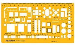 Liquidraw 1:50 Scale Architectural Scale Ruler Drawing Template Stencil Architect Technical Drafting Supplies, Architecture Furniture Design Symbols for House Interior Floor Plan