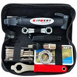 Bike Repair Bag & Bicycle Tire Pump, All in One Bike Repair Tool Kit, Tire Puncture Repair Kit, Bike Multi Tool Set, Maintain Bike Repair Tool Kit & Bike Bag. Safety Emergency Bicycle Repair Toolkit