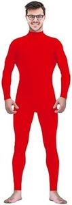 Gaoin Men's and Women's Stretch Spandex Zentai Unitard Bodysuit Costume Without Hood Feet Hands (Red, Small)