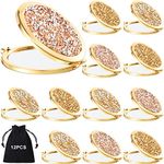 Cindeer Small Compact Mirror Folding Pocket Makeup Mirror Round Hand Held Mirror Cosmetic Magnifying Compact Mirror Rhinestone Mirror with 1X/2X Magnification for Women Girls Travel(Stylish Colors, 12 Pcs)