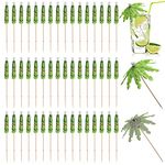 50pcs Cocktail Umbrellas for Drinks, Coolrunner Coconut Palm Tree Umbrella Toothpicks, Tropical Umbrella Decorations for Drinks Cocktail Cupcake Fruit - Add a Great Addition to Themed Party