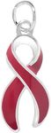 2 Pack Large Burgundy Ribbon Awareness Charms - Burgundy Ribbon Shaped Charms for Multiple Myleoma, Sickle Cell Anemia, Meningitis, Jewelry Making, Bracelet Parts and More!