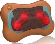 Zyllion Shiatsu Back and Neck Massager with Heat - 3D Kneading Deep Tissue Electric Massage Pillow for Chair, Car, Muscle Pain Relief on Shoulders, Legs, Foot - Doctor Recommended - Brown (ZMA-13)