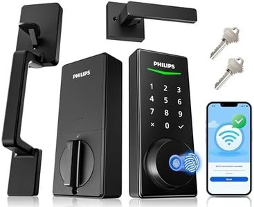 Philips WiFi Smart Lock + Door Handle Set, Built-in WiFi, APP Remote Control, Keypad Door Locks for Front Door, Fingerprint Unlock, Voice Control, Digital Deadbolt Smart Lock, Keyless Entry, Auto Lock