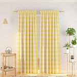 Cotton Curtains Yellow & White Buff