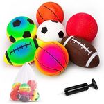 INPODAK 7pcs Balls for Toddlers 1-3, Rainbow Balls, 5 Inches PVC Football, Mini Basketball, Small Playground Ball, Backyard Game Balls Set for Indoor Outdoor