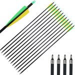 IRQ Archery 32Inch Carbon Arrow Practice Hunting Arrows with Removable Tips for Compound & Recurve Bow(Pack of 12)