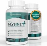 NATURALABS L-Lysine + Cold Sore Immune Support Supplement – with Vitamin C, Zinc, Bee Propolis, Lemon Balm & 9-in-1 Herbal Complex – Promotes Lip & Skin Health – Antioxidant Immune Formula – 120 Ct