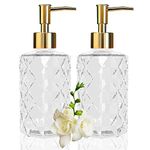 YTDTKJ Clear Glass Soap Dispenser, 2 Pack / 11 Oz Liquid Hand Soap Dispenser Set for Kitchen Sink and Bathroom, Dish Soap Dispenser Set Jar Lotion Glass Soap Dispenser