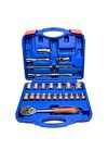 SNE 24 In 1 Heavy Duty Tool Kit Set 1/2" Dr Socket Set 24 Pcs Chrome Vanadium With Plastic Tool Box, Fixed Square