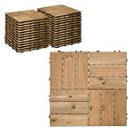 Outsunny 27 Pcs Wooden Interlocking Decking Tiles, Outdoor Flooring Tiles for Patio, Balcony, Terrace, Hot Tub, 30 x 30 cm per Piece, 2.5㎡ per Pack, Brown