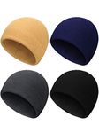 SATINIOR 4 Pieces Winter Warm Watch Cap Soft Polar Fleece ie Hat Thick Windproof Outdoor Skull Cap for Men Women (Color Set 1)