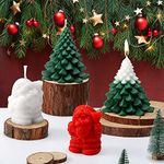 Minatee 4 Pieces Large Christmas Candles Tree Santa Scented Candles Xmas Tree Shaped Candles Gifts for Home Decor Party Bedroom Room Table Decorations, 2 Style