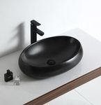 NEXIS Designer Counter Top Wash Basin | Tabletop Ceramic Bathroom Sink | Wash Basin Over Counter | Wash Basin For Bathroom, Living Room, Restaurants (24 x 15 x 6 Inch) (Matte Black)