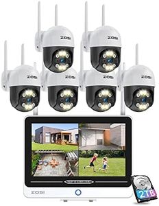 ZOSI 2K NVR Kit PT Camera de Surveillance WiFi, 12,5” 2TB Moniteur + 3MP Caméra Exterieure sans Fil, Détection de Personne, Audio Bidirectionnel, Alarme Sonore et Lumieuse, Vision Nocturne Couleur