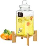 VEVOR Beverage Dispenser, 2.5 Gallon Drink Dispensers for Parties, Glass Juice Dispenser with Stand, Stainless Steel Spigot, Iced Tea Lemonade Juice Water Dispenser, for Restaurants, Hotels, Parties