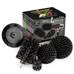 Drill Brush Power Scrubber by Useful Products - 4 Piece Black Drillbrush Ultra Stiff Cleaning Brush Set - Metal Brush for Drill Alternative - Grill Brush for Cordless Drill - Grill Grate Cleaner Brush