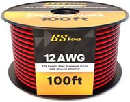 GS Power 12 Gauge Wire - 100 Foot Copper Clad Aluminum Cable Roll, Red & Black Bonded Wiring for Outdoor Speaker, Automotive Radio or Home Theater
