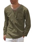 COOFANDY Mens Fashion T Shirt Cotton Tee Hippie Shirts V-Neck Long Sleeve Yoga Top for Men