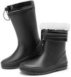 DREAM PAIRS Kids Rain Boots Boys Girls Lightweight Boots Waterproof Easy-on Outdoor Playing Rain Boot Unisex-Child,Size 10 Toddler,All Black,SDRB2401K