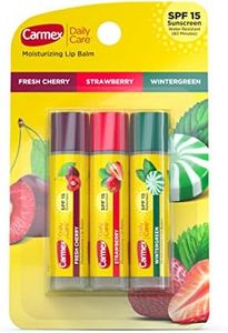 Carmex Daily Care Moisturizing Lip Balm Pack, Lip Balm With Sunscreen in Fresh Cherry, Strawberry and Wintergreen - 0.15 Ounce (Pack of 3)