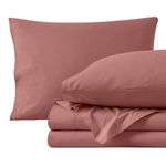 Bare Home 100% Organic Cotton Queen Sheet Set - Crisp Percale Weave - Lightweight & Breathable - Bedding Sheets & Pillowcases (Queen, Dusty Rose)