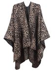 MissShorthair Women's Printed Shawl Wrap Fashionable Open Front Poncho Cape, Gift for Women, S-leopard, One Size