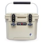 Camp-Zero 10L Premium Cooler/Ice Chest with Carry Handle and 2 Molded-in Cup Holders | Beige