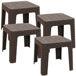 Sunnydaze 18-Inch Square Indoor/Outdoor Plastic Side Table - Set of 4 - Brown