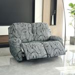 HOKIPO Polyester Blend 140Gsm Fully Covered Recliner Sofa Cover 2 Seater,Intense Grey Abstract Floral(Ar-4941-C2)