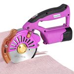 BAOSHISHAN Electric Fabric Rotary Cutter with 2x14.8V Battery Big Cordless Speed Adjustable Scissor 100mm/4inch Round Knife Leather Cutting Machine Suitable for Multi-Layer Fabric (Purple (Cordless))