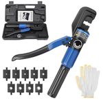 Funnerlulu Hand Operated Hydraulic Crimping Tool with 9 Dies, Hydraulic Crimper Range 12 AWG-2/0 AWG for Swage Tensioner and Cable Lugs, Wire Swaging Tool for 1/8" to 3/16" Cable Railing Hardware