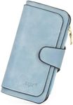 NGIL Women Wallet Faux Leather RFID Trifold, High Capacity Women Wallet, Multi Credit Card Holder Organizer Ladies Clutch, Faux Leather Vintage Wallet (Blue)