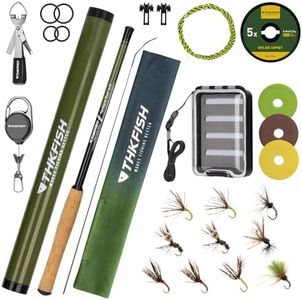 THKFISH Tenkara Fly Fishing Rod Kit 24T Carbon Fiber Telescopic Fly Fishing Combo Kit with Carrying Case Fishing Line and Flyfishing Lure for Streams, Trout, Bass, Salmon (8.7 FT Rod KIT)