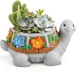 LESES Succulent Plant Pots, Turtle Planter Flower Pots with Drainage Hole, Cute Planting Pots for Cactus, Succulent Planters for Indoor Plants Home Office Garden Flower Pot Gifts for Plants Lover