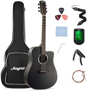 GAOMON 41" Acoustic Guitar for Beginner Adult Teen Full Size Steel Acustica Guitarra with Gig Bag, Tuner, Strap, Strings, Picks, Capos, Cutaway, Right Hand,Black