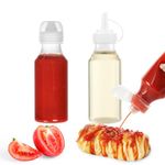 VOOCAT Condiment Squeeze Bottles,8oz BPA-Free Squeeze Bottle with Flip Top Cap, Condiment Squeeze Bottle, Ketchup Dispenser, Salad Dressing Bottle, for Condiments, Oil, Icing, Set of 2