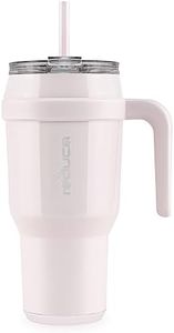 REDUCE 40 oz Tumbler with Handle - Vacuum Insulated Stainless Steel Mug with Sip-It-Your-Way Lid and Straw - Keeps Drinks Cold up to 34 Hours - Sweat Proof, Dishwasher Safe, BPA Free - Pink Cotton