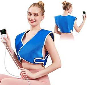 JOBYNA Almohadilla Térmica eléctrica para hombro y espalda, Envoltura de hombro calentada para calambres, Dolor muscular, Almohadilla de terapia lavable, Apagado automático, 30-70℃ Ajustable