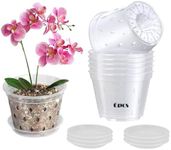 6PCS Clear Orchid Pots 5.5 Inch, Orchid Pots with Holes and Saucers,Orchid Pot for Repotting,Transparent Orchid pots with Holes and Saucers