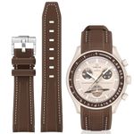 BONACE Strap for Swatch Omega,Curved SIlicone Strap Compatible with Omega X Swatch 20mm Watch,Omega Swatch Moonswatch Speedmaster Watch Replacement No Gap Strap Men Women (Brown white line)