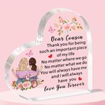 JETTOP Cousin Gifts for Women-Gifts for Cousin Birthday Christmas Cousin Acrylic Plaque Special Cousin Presents Love You