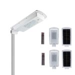 Homehop 80W [15 LED WATT] All in One Solar Street Lights Outdoor Waterproof Wall Lamp with Remote, Automatic ON/Off, 15AH LifePo4 Battery(White, Pack of 2,Aluminium)