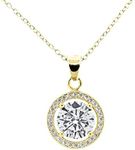 Cate & Chloe Blake 18k Gold Plated Pendant Necklace | Halo Silver Necklaces with Round Cut Cubic Zirconia, Fashion Necklaces For Women, Hypoallergenic Jewelry Necklaces for Girls, Brass, Cubic