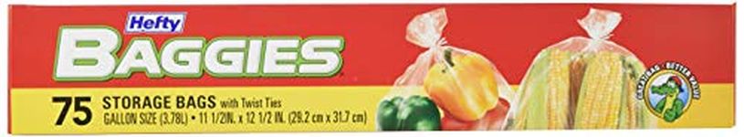 Hefty Baggies Storage Bags (Gallon, Twist Tie, 75 Count, Pack of 9)