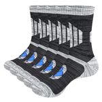 OUYJIA 5 Pairs Men's Cotton Cushioned Work Boot Socks Breathable Black Walking Moisture Wicking Socks Athletic Sports Socks 10-13