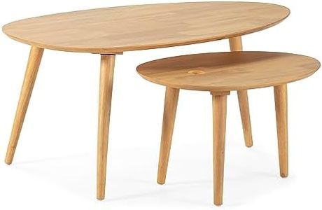 HOMN LIVING Juego 2 mesas Centro Eclipse Color Roble, Madera Maciza, 100 cm (Ancho) 60 cm (Profundo) 45,5 cm (Altura)