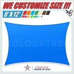 ColourTree 8' x 12' Blue Rectangle Sun Shade Sail Canopy – UV Resistant Heavy Duty Commercial Grade -We Make