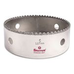 Starrett Diamond Grit Hole Saw - Ideal for Drilling Small Diameter Holes - 5" Diameter, 1-5/8" Cutting Depth, 5/8-18 Thread Size, XA2/XA10 Arbor Type, Silver - KD0500-N